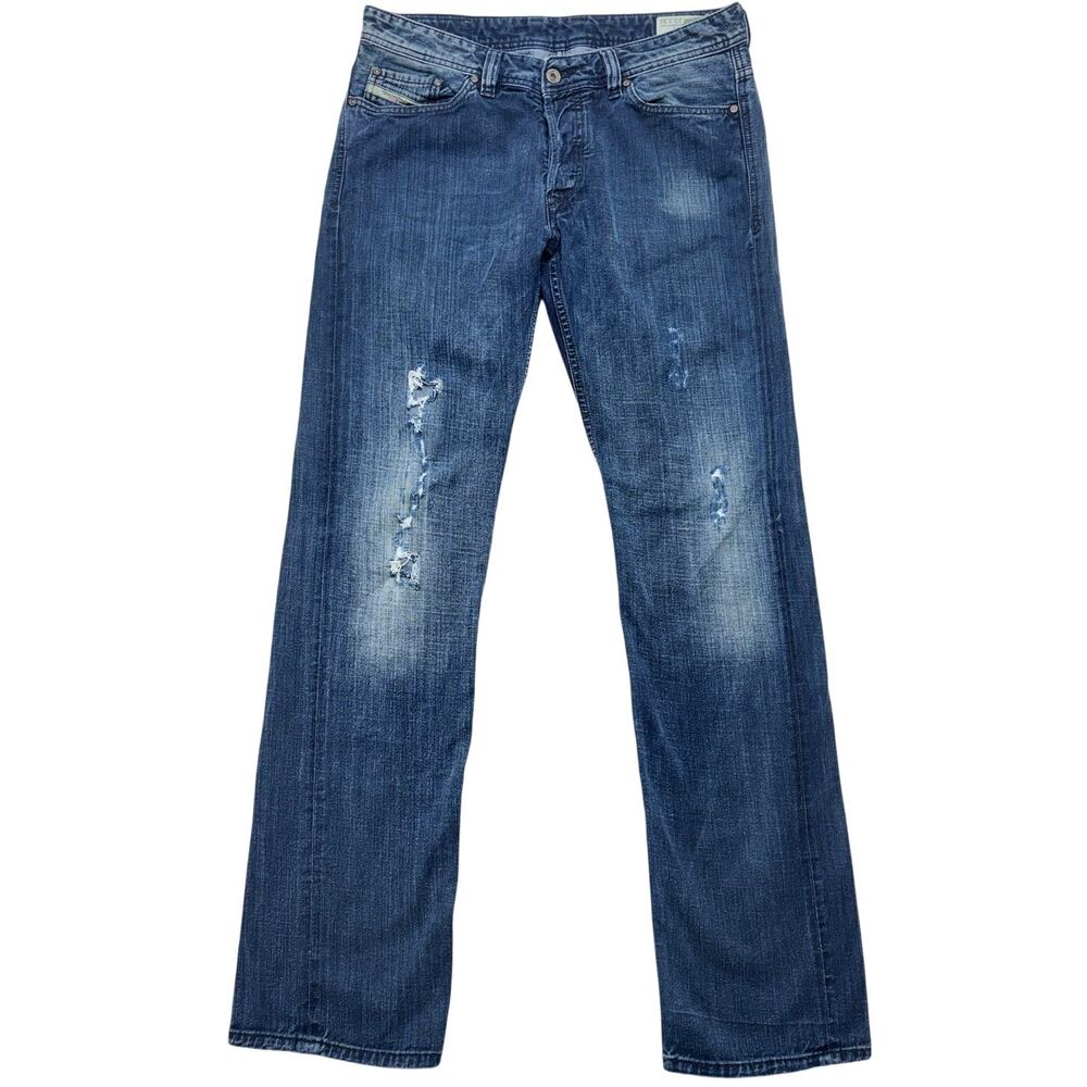 Diesel Viker Jeans Mens 33x34 Straight Leg Distressed Dark 00811 Made in Italy